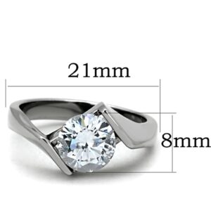 Marimor Jewelry 2.04 Carat Round Cut Cubic Zirconia Stainless Steel Engagement Ring Women's Size 6