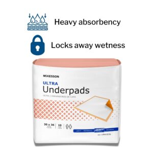 McKesson Ultra Underpads, Adult Incontinence Bed Pads, Chux, Disposable, Heavy Absorbency, 30 in x 36 in, 100 Count