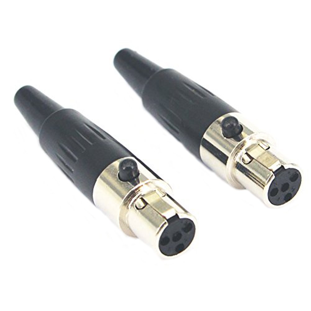 onelinkmore Mini XLR TA4F 4Pin Female Audio Connector Microphone Cable Socket Adapter Mini XLR Jack,4 Pin for Pro Microphones Pack of 2