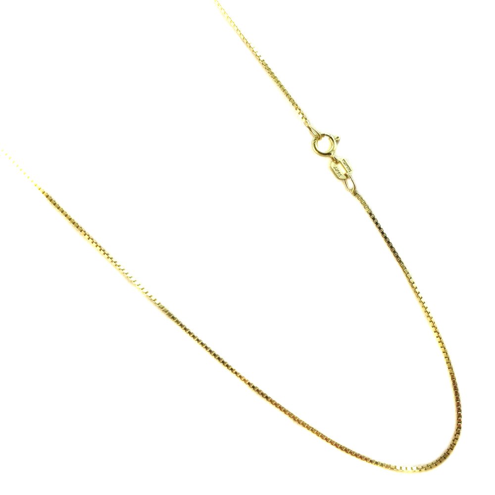 JOSCO 14k Gold Box Chain Necklace. 16,18,20,22,24 Inches. 1.0mm Solid Yellow Gold Light Weighted (20 Inches)