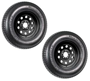 ecustomrim 2-pack trailer tire on black wheel modular rim st205/75d15 lrc 5 lug on 4.5 15 x 5-2 year warranty w/free roadside