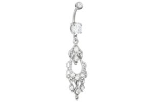 forbidden body jewelry surgical steel sexy jeweled chandelier multi crystal dangle belly button ring