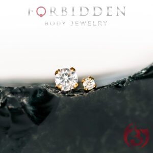 Forbidden Body Jewelry 22 g 18k Gold Plated Sterling Silver 1.5mm/2.5mm CZ Simulated Diamond Micro Nose Bone Stud for Women or Men (Set of 2)