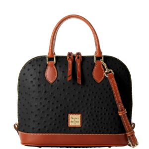 dooney & bourke handbag, ostrich zip zip satchel - black