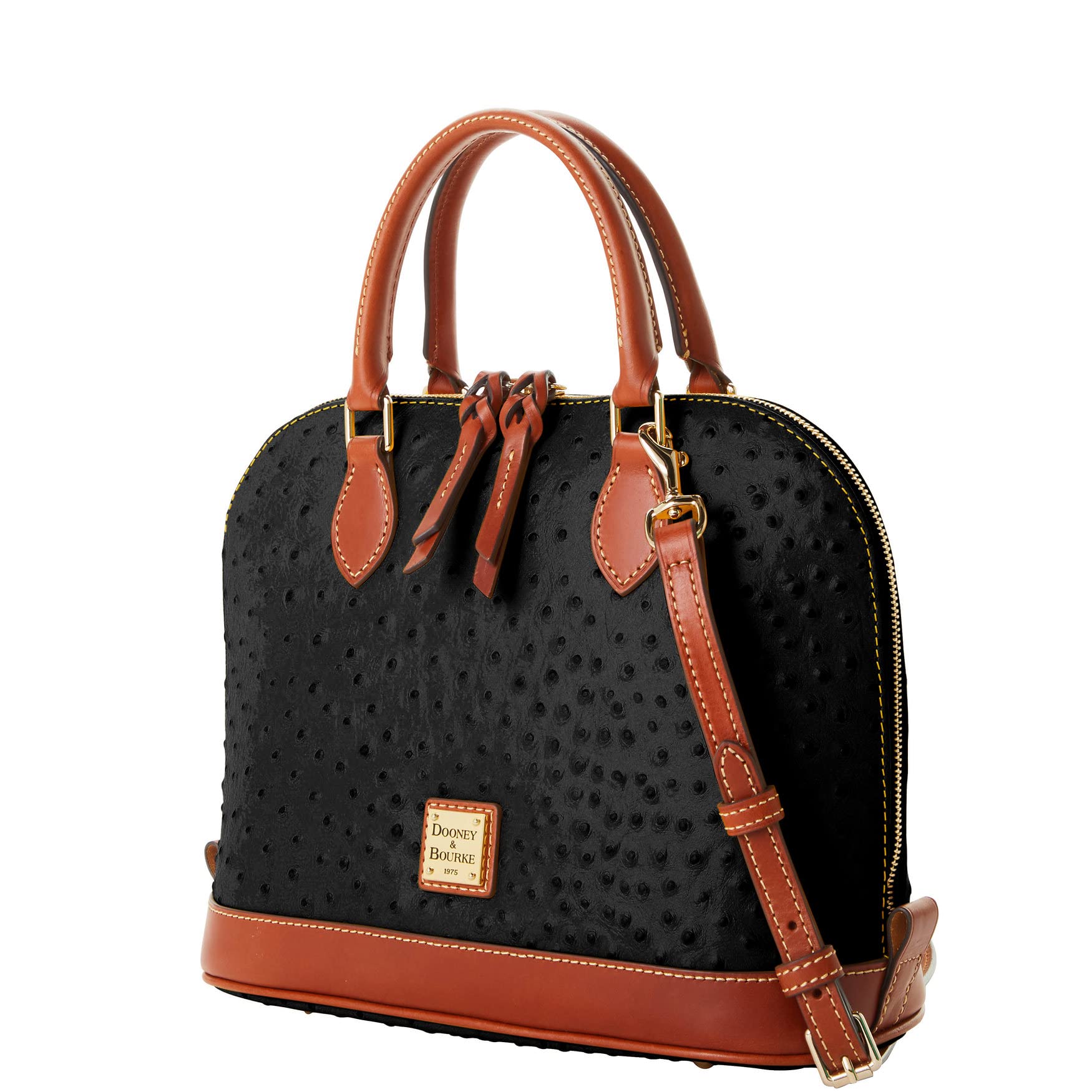 Dooney & Bourke Handbag, Ostrich Zip Zip Satchel - Black