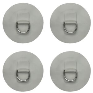 YYST 4 X Stainless Steel D-ring Pad/patch for PVC Inflatable Boat Raft Dinghy Kayak - No Glue included- Instruction Included- Light Grey