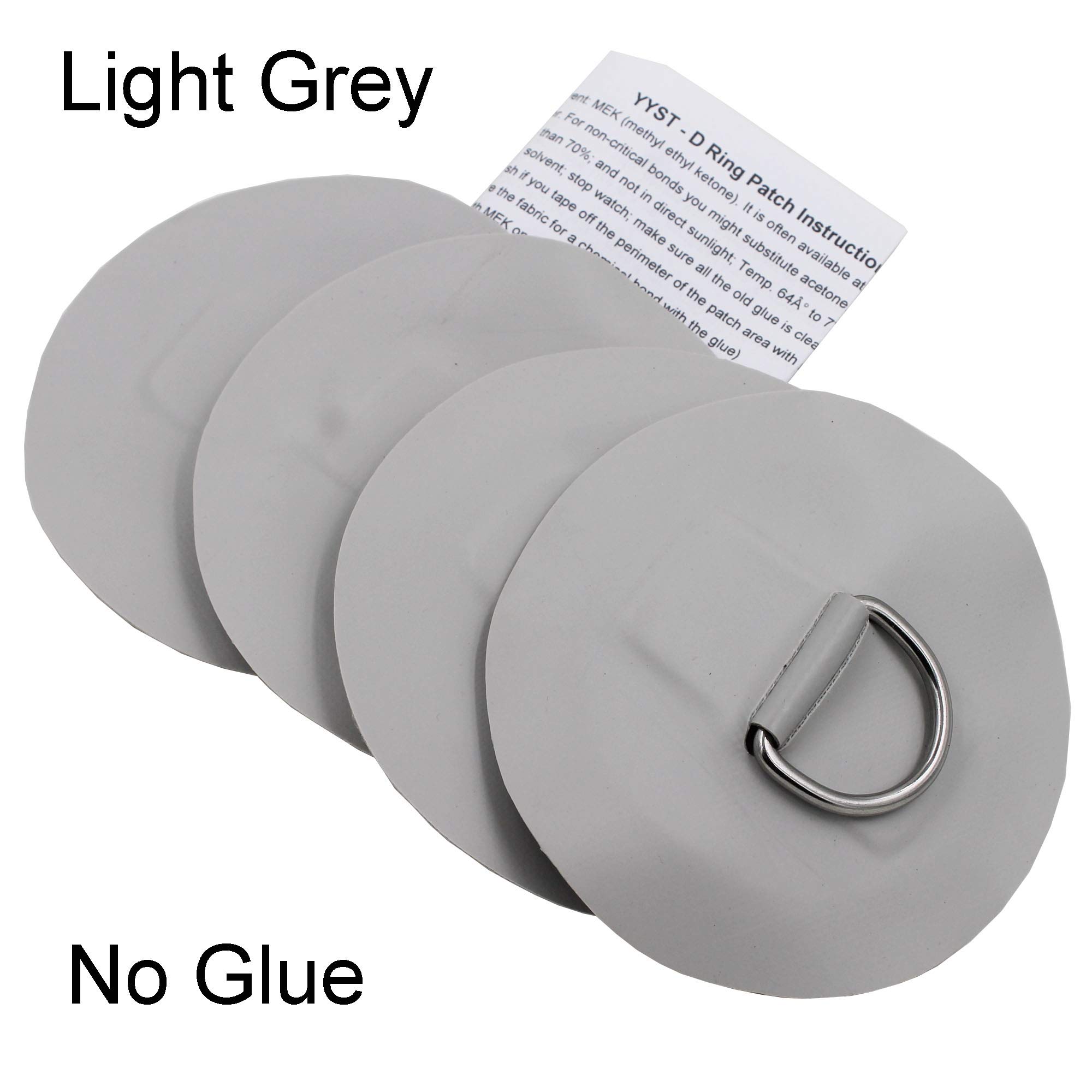 YYST 4 X Stainless Steel D-ring Pad/patch for PVC Inflatable Boat Raft Dinghy Kayak - No Glue included- Instruction Included- Light Grey