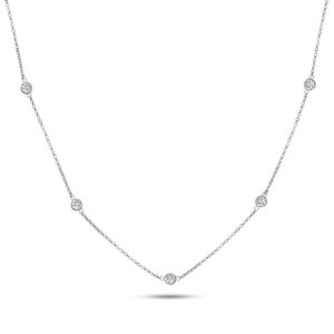 Metal Factory 18" 925 Sterling Silver CZ By The Yard Round Cut Cubic Zirconia Chain Necklace