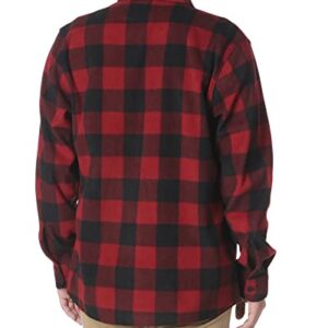 Wrangler Authentics Men's Long Sleeve Heavyweight Fleece Shirt Red Buffalo Plaid Medium