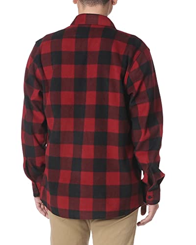 Wrangler Authentics Men's Long Sleeve Heavyweight Fleece Shirt Red Buffalo Plaid Medium