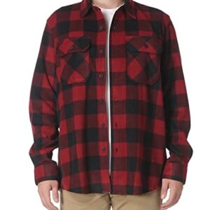 Wrangler Authentics Men's Long Sleeve Heavyweight Fleece Shirt Red Buffalo Plaid Medium