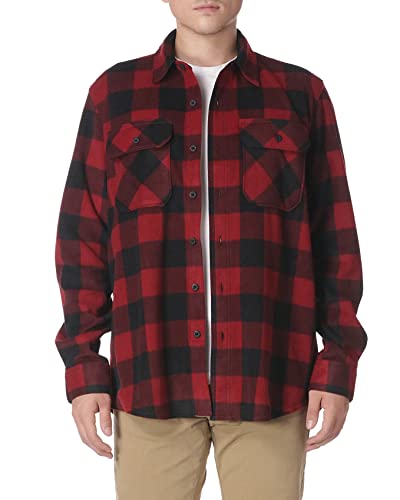 Wrangler Authentics Men's Long Sleeve Heavyweight Fleece Shirt Red Buffalo Plaid Medium