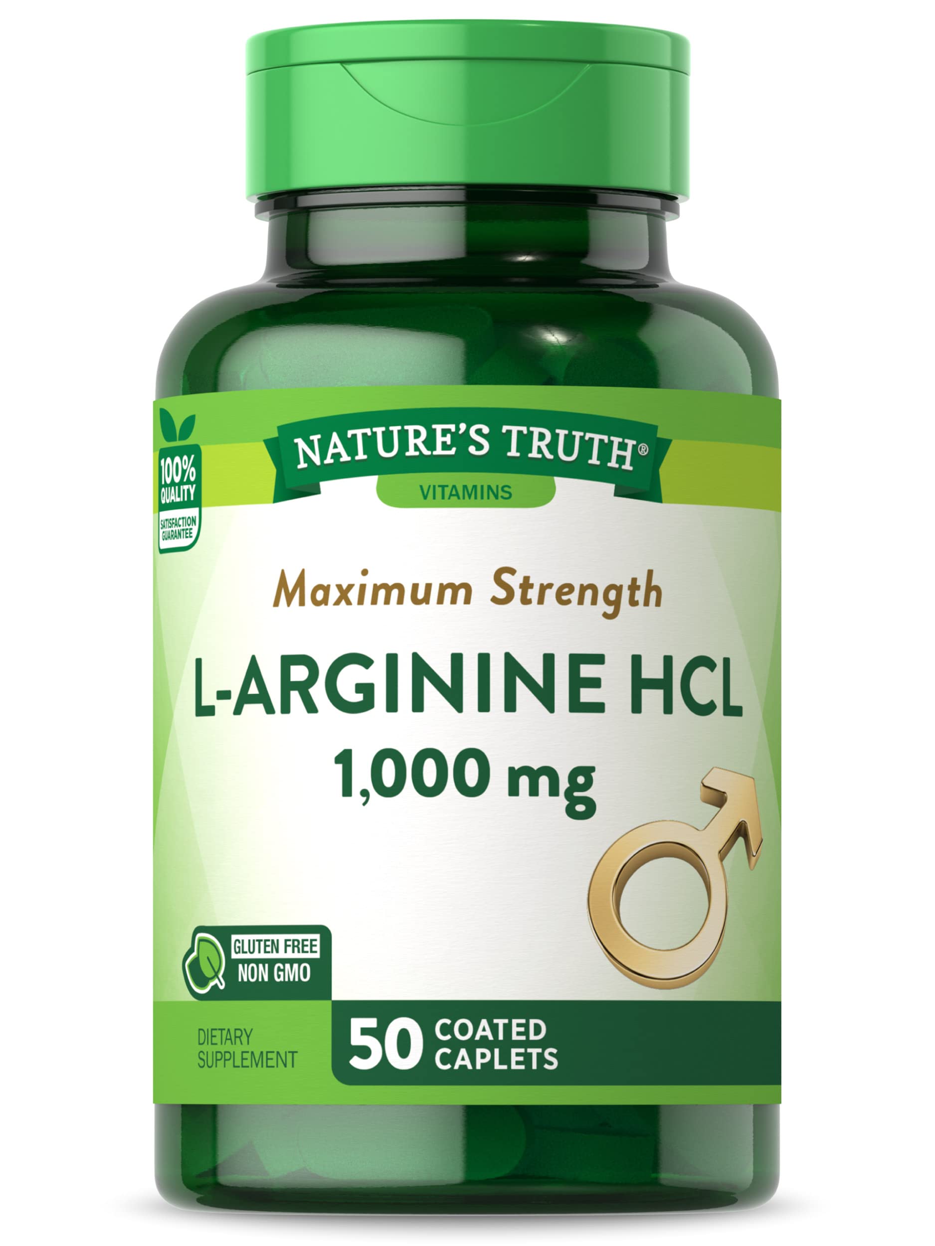 L-Arginine HCL 1000mg | 50 Caplets | Essential Amino Acid Supplement | Non-GMO & Gluten Free | by Nature's Truth