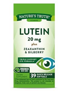 lutein and zeaxanthin supplement | 20mg | 39 softgels | with bilberry | non-gmo & gluten free | by nature's truth