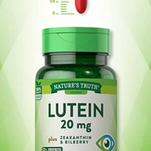 Lutein and Zeaxanthin Supplement | 20mg | 39 Softgels | with Bilberry | Non-GMO & Gluten Free | by Nature's Truth