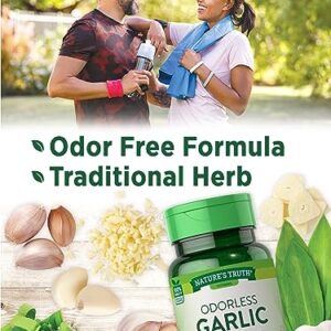 Odorless Garlic 2400 mg | 120 Softgel Capsules | High Strength Extract Pills | Non-GMO, Gluten Free Supplement | by Nature's Truth