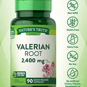 Nature's Truth Valerian Root Capsules | 2400mg | 90 Count | Non-GMO & Gluten Free Supplement