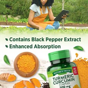 Turmeric Curcumin with Black Pepper Extract | 500mg | 120 Capsules | Non-GMO & Gluten Free Complex Supplement | by Nature's Truth