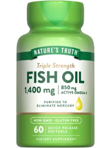 nature's truth triple strength fish oil softgels | 1400 mg | 60 count | active omega 3 | non-gmo & gluten free supplement