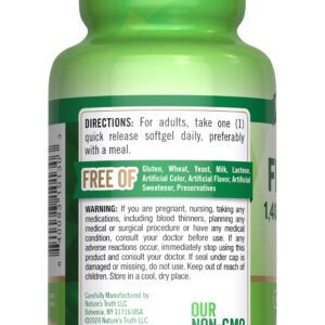 Nature's Truth Triple Strength Fish Oil Softgels | 1400 mg | 60 Count | Active Omega 3 | Non-GMO & Gluten Free Supplement