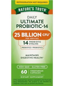 probiotics for men and women | 25 billion cfu | 60 capsules | 14 strains | non-gmo & gluten free digestive health supplement | by nature's truth