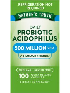 probiotics for men and women digestive support | 500 million cfu | 100 capsules | acidophilus | by nature's truth