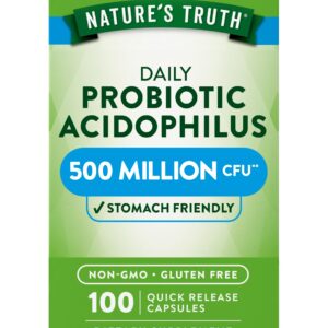 Probiotics For Men and Women Digestive Support | 500 Million CFU | 100 Capsules | Acidophilus | By Nature's Truth