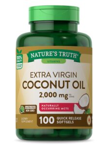 nature's truth coconut oil capsules | 100 softgels | naturally occuring mcts | non-gmo & gluten free