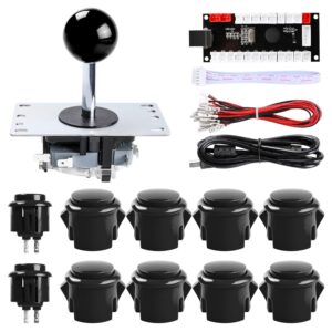 easyget 1-player pc joystick diy kit arcade joystick diy parts,1x zero delay usb encoder + 1x joystick + 10x arcade button for mame, raspberry pi retropie diy, classic arcade diy for kids - black