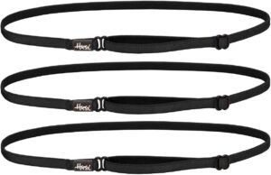 hipsy women's thin elastic headband adjustable running bra strap headbands multi pack (black 3-pack)