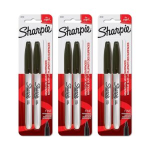 sharpie 30162pp fine point permanent markers, black, permanent ink, ink dries quickly and resists both fading and water, blister of 2 markers, pack of 3 blisters, 6 markers total