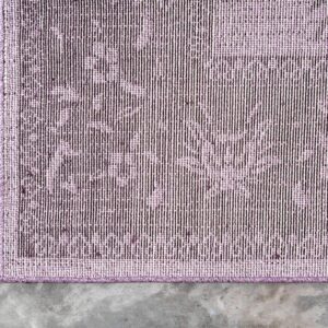 Unique Loom La Jolla Collection Farmhouse, Contemporary, Botanical, Traditional, Vintage Area Rug, 7 x 10 ft, Violet/Dark Purple