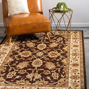 Unique Loom Voyage Collection Traditional Oriental Classic Intricate Design Area Rug, 5' 3" x 8' Rectangle, Brown/Cream