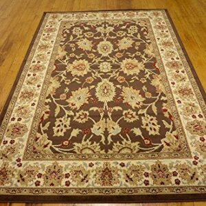 Unique Loom Voyage Collection Traditional Oriental Classic Intricate Design Area Rug, 5' 3" x 8' Rectangle, Brown/Cream