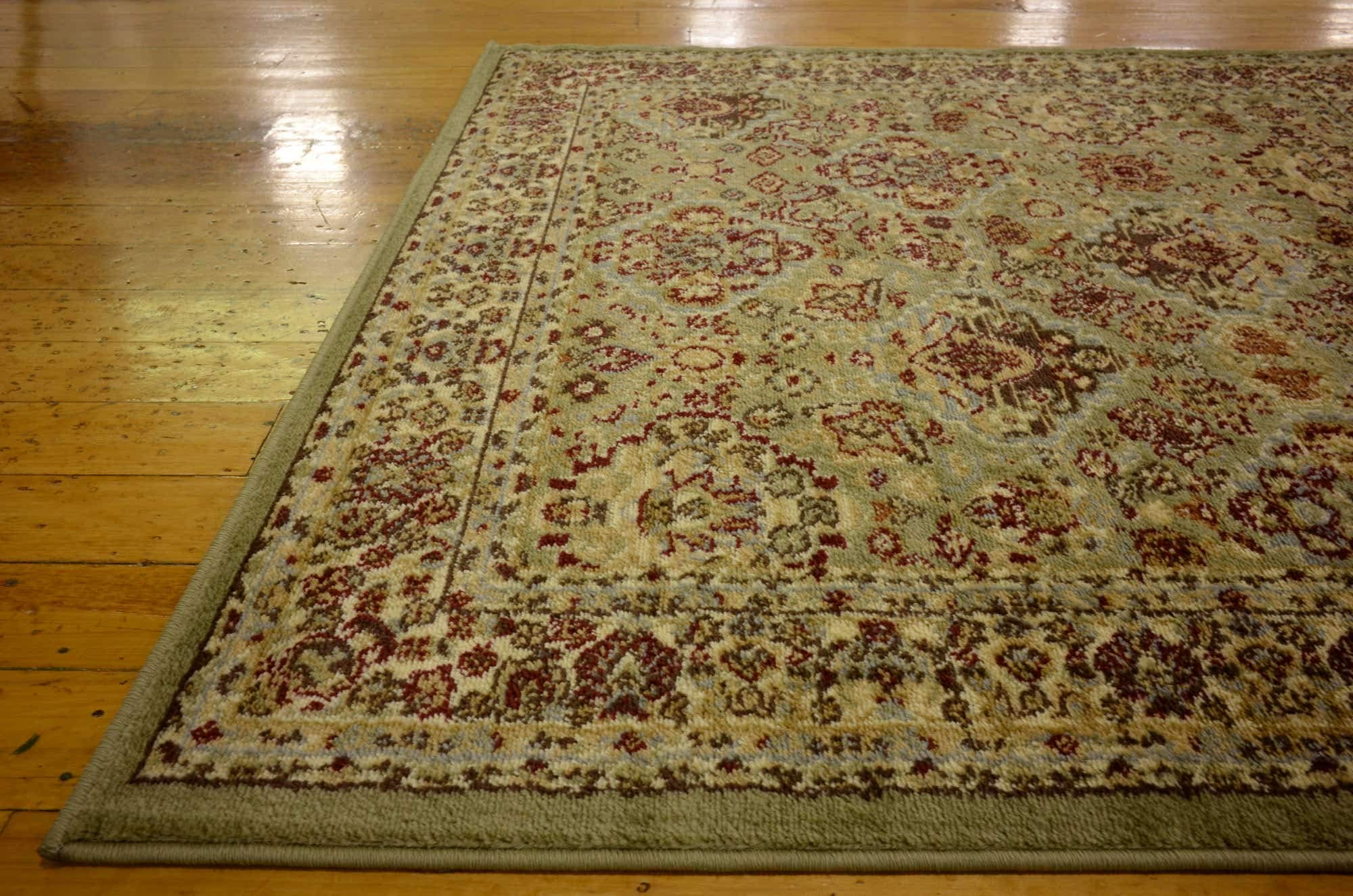 Unique Loom Voyage Collection Traditional Oriental Classic Intricate Design Area Rug, 4' 1" Square, Light Green/Cream