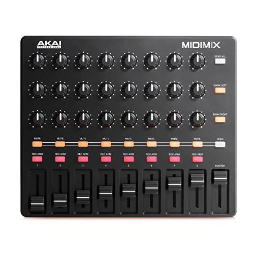 AKAI Professional MIDImix - USB MIDI Controller Mixer with Assignable Faders & Master Fader, 24 Knobs and 16 Buttons, 1 to 1 Mapping With Ableton Live