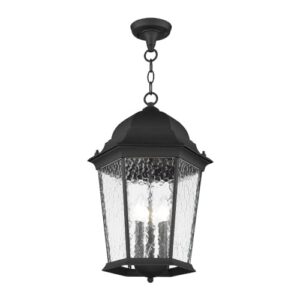 Livex Lighting 75475-14 Textured Black Outdoor Semi-Flush Mount with Clear Water Glass