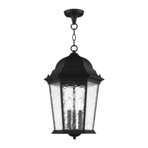 Livex Lighting 75475-14 Textured Black Outdoor Semi-Flush Mount with Clear Water Glass