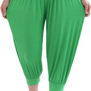 Hoerev Women Super Soft Modal Spandex Harem Yoga Pilates Capri Pants Lounge Pant,Green,Large