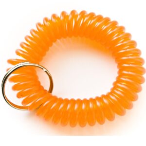 ONDEPOT 100pcs Orange Color Soft Spring Spiral Coil Elastic Wrist Band Key Ring Chain