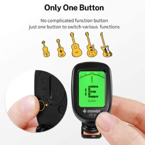 Donner Guitar Tuner Clip on-Accurate Chromatic,Acoustic Guitar Bass Violin Ukulele Tuner DT-2