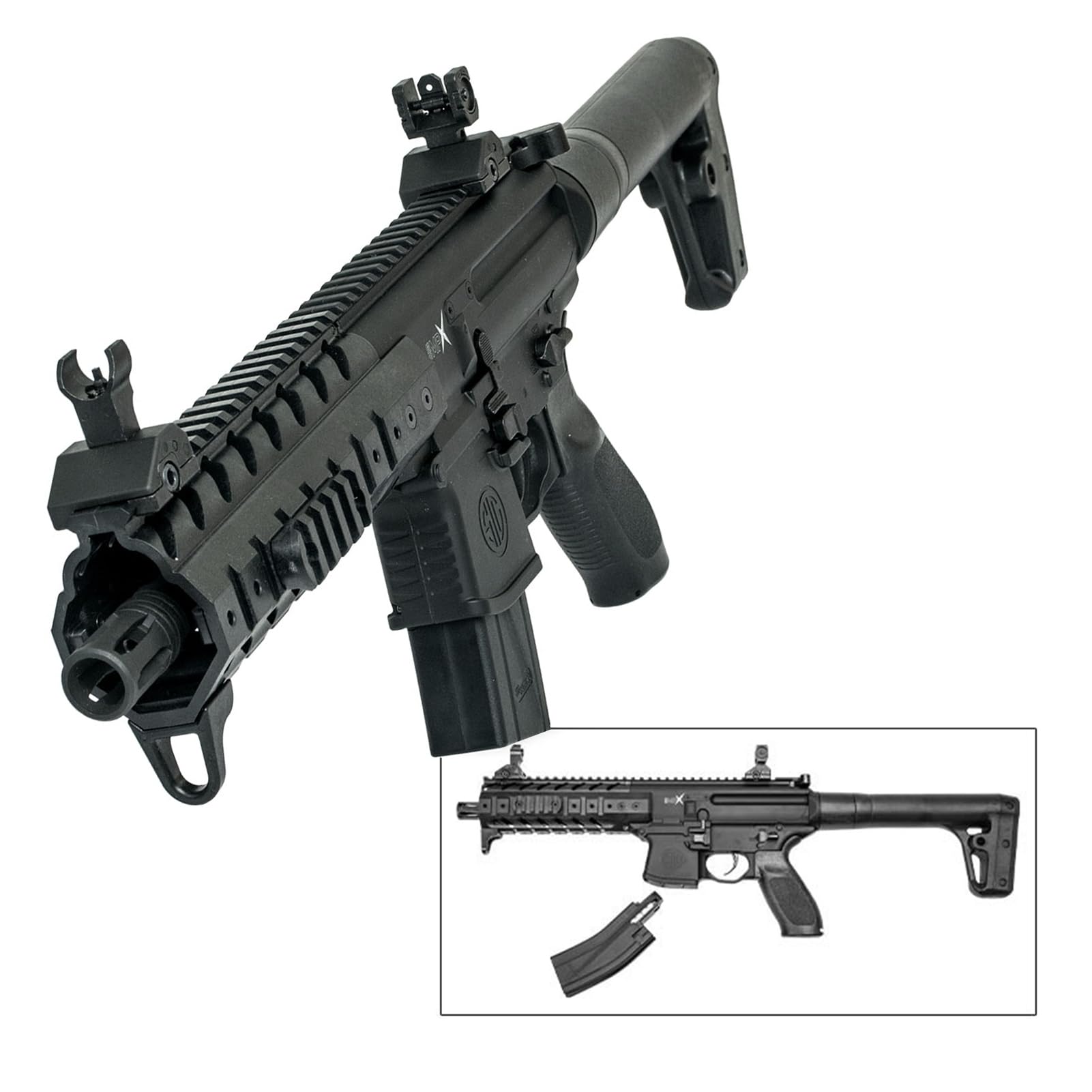 SIG SAUER MPX Semi-Auto 88Gr CO2-Powered 30rd .177 Caliber Pellet Air Rifle | Accurate High-Performace CO2 Airgun for Shooting Training & Practice