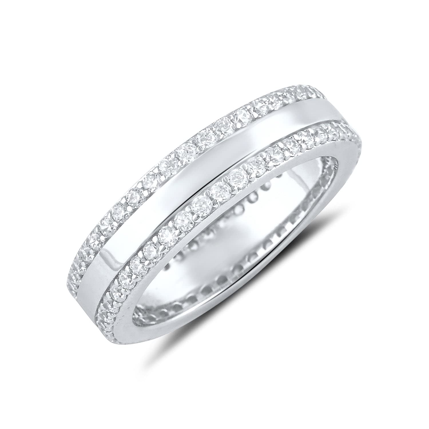 SILVERCLOSEOUT Sterling Silver Cz Striped Eternity Ring - Size 6