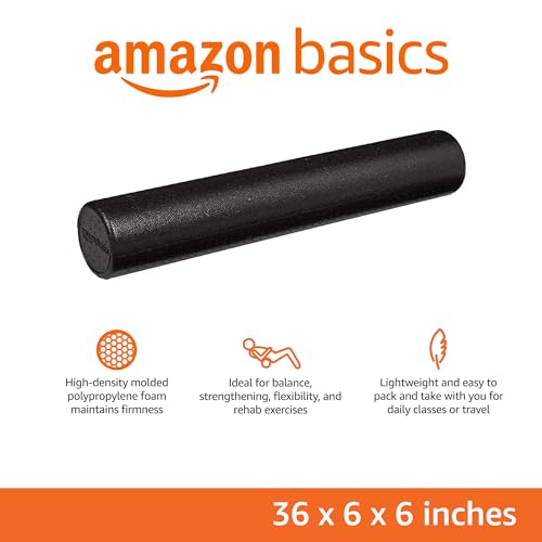 Amazon Basics High-Density Round Foam Roller for Exercise and Recovery - 36 Inch, Black