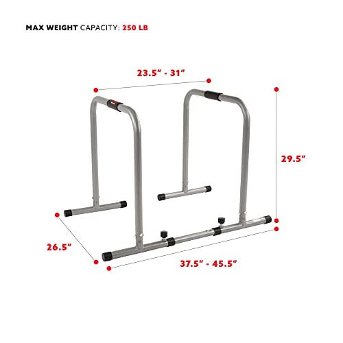 Sunny Health & Fitness SF-BH6507 Dip Station Body Press Parallel Bar with Adjustable Length and Foam Grips