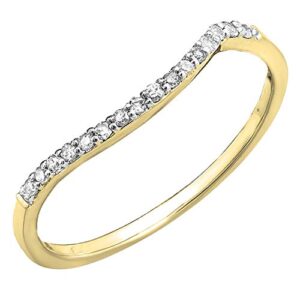 Dazzlingrock Collection 0.12 Carat (ctw) Round White Diamond Ladies Wedding Contour Band Guard Ring, 14K Yellow Gold, Size 6