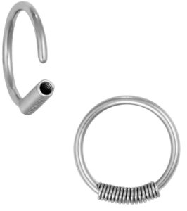 forbidden body jewelry pair of 2 rings: 16g 10 mm (3/8 inch) surgical steel spring hoop rings