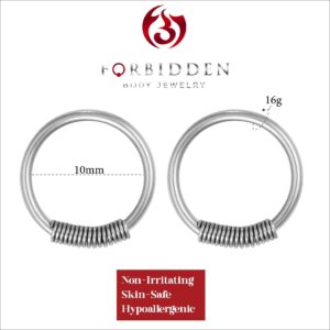 Forbidden Body Jewelry Pair of 2 Rings: 16g 10 mm (3/8 Inch) Surgical Steel Spring Hoop Rings