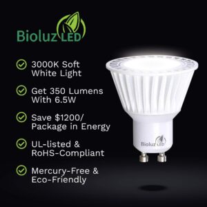 Bioluz LED 10 Pack Commercial Grade GU10 LED Bulb Dimmable 3000K 50W Halogen Replacement 120v UL Listed (Pack of 10)