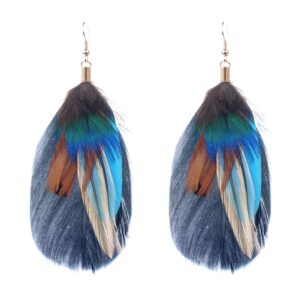 Lureme Bohemian Jewelry Multicolor Drop Shaped Peacock Feather Hook Dangle Earrings (02003508)